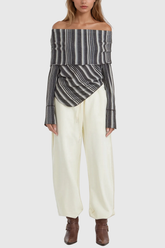 Agata Düşük Omuz Çizgili Üst